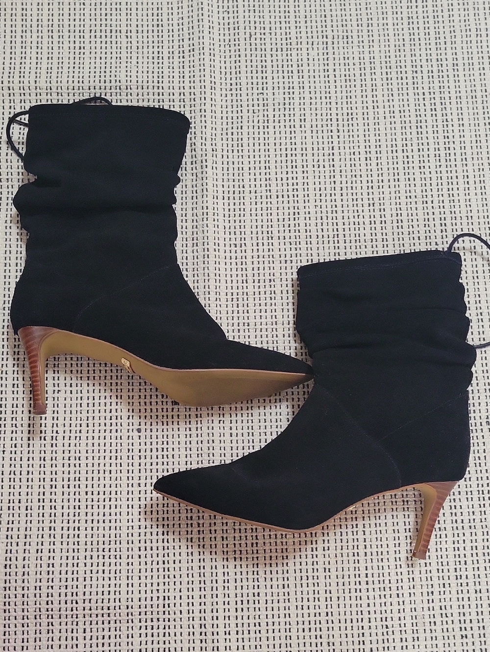 Kensie Black Suede Pointed-Toe Slouch Ankle  Pull On Boots 6
